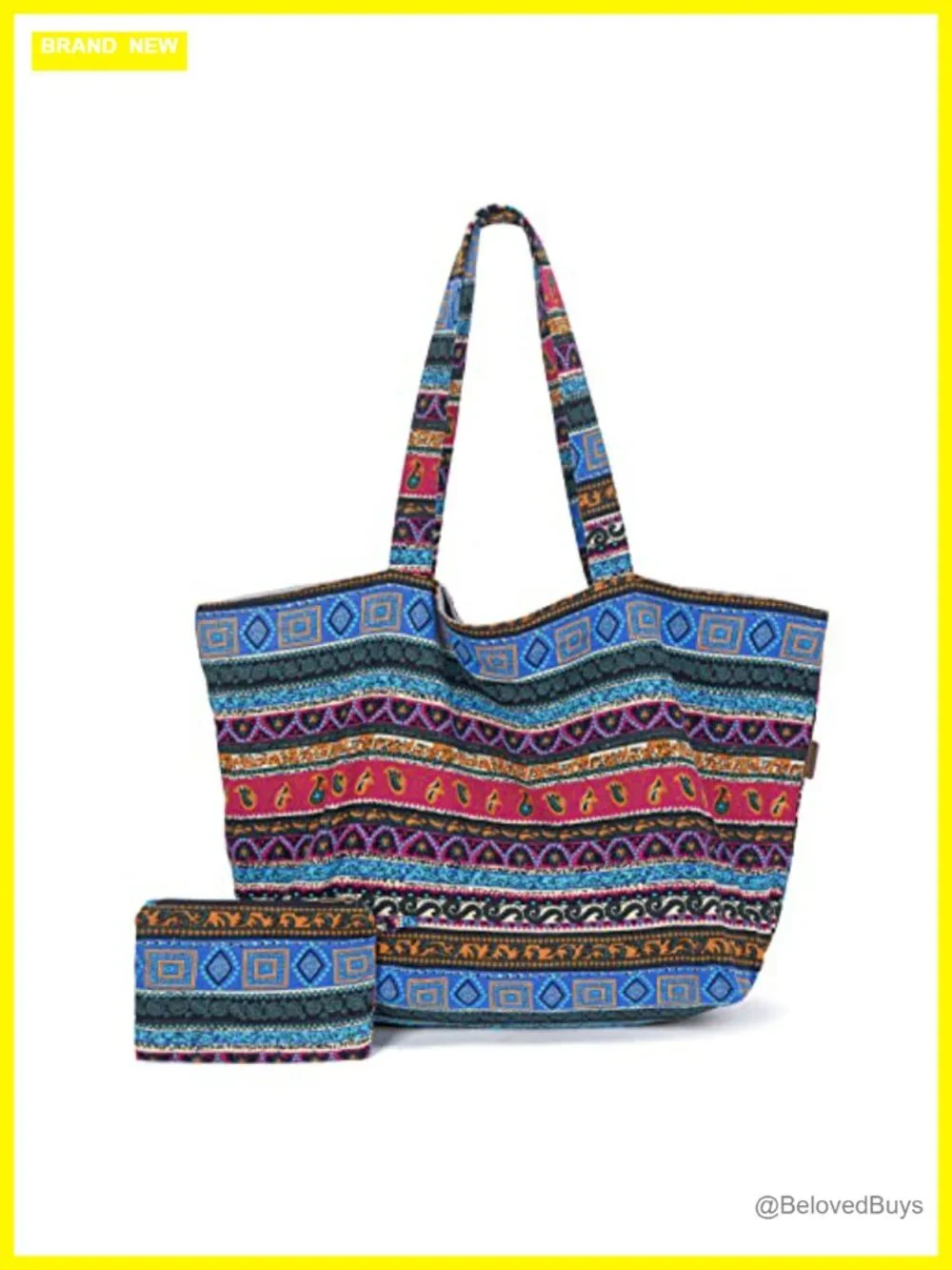 Bohemian Canvas Tote Bag Large Hippie Shoulder Bag